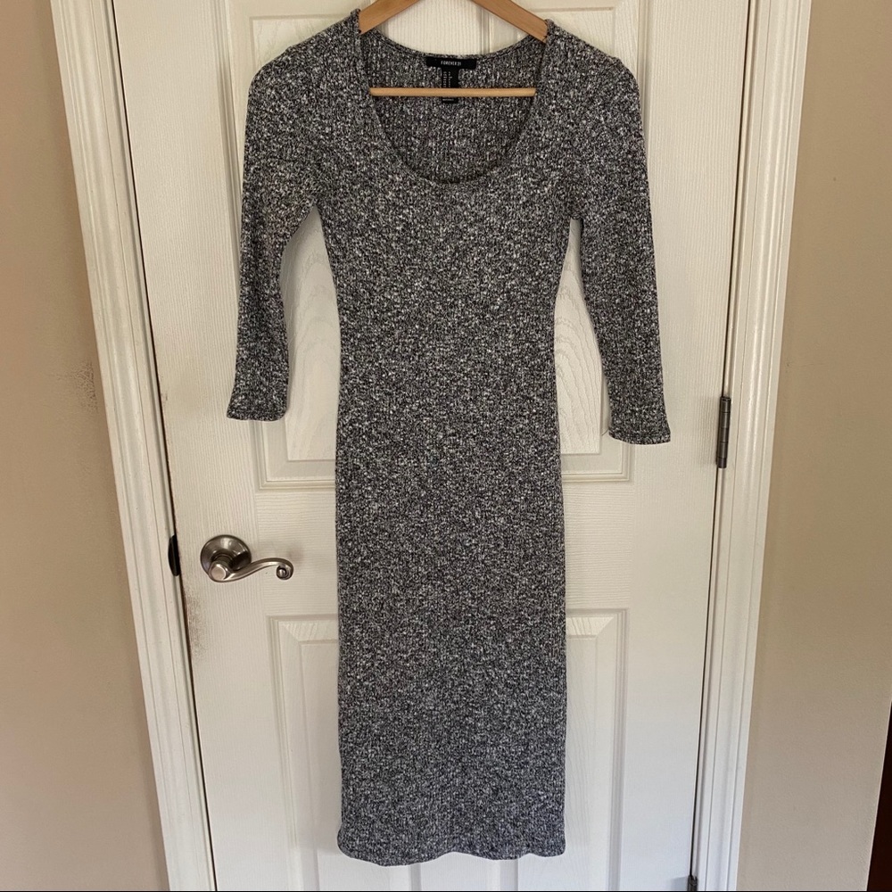 Forever 21 Gray Bodycon Midi Dress -Size Small